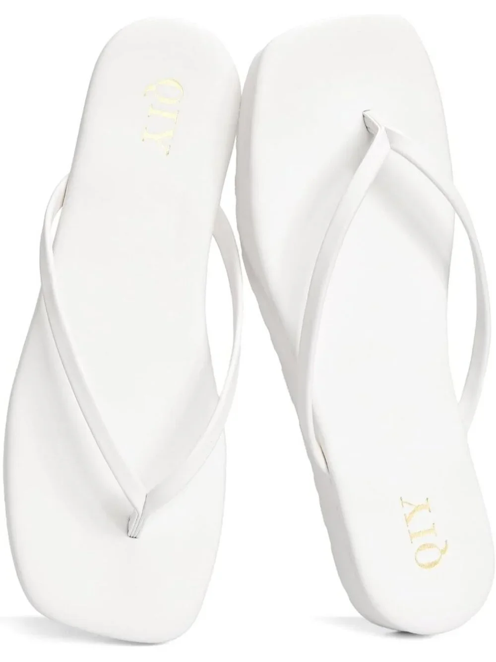 Women's White Faux Leather Comfortable Square Toe Memory Foam Insole Sandals